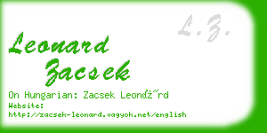 leonard zacsek business card